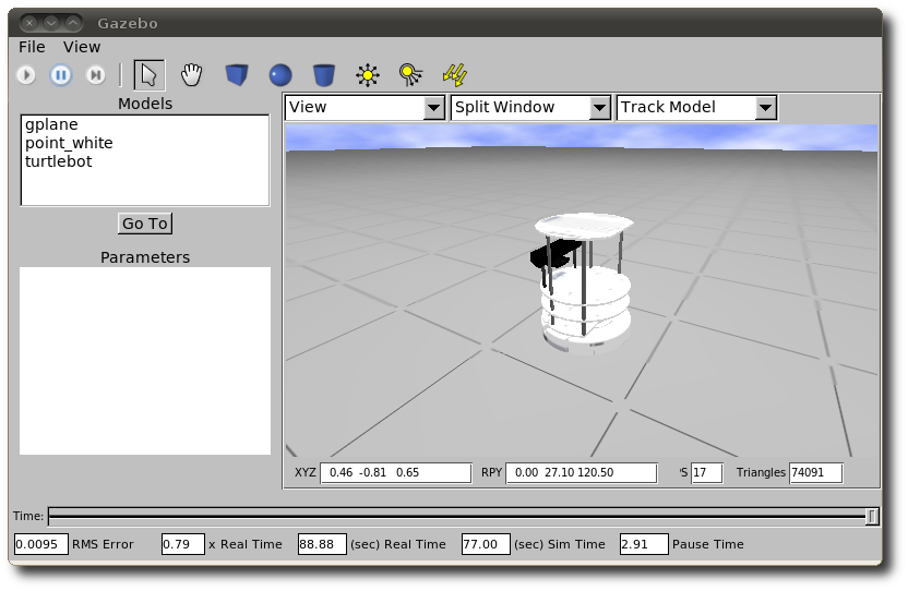A screenshot of the TurtleBot in the Gazebo Simulator